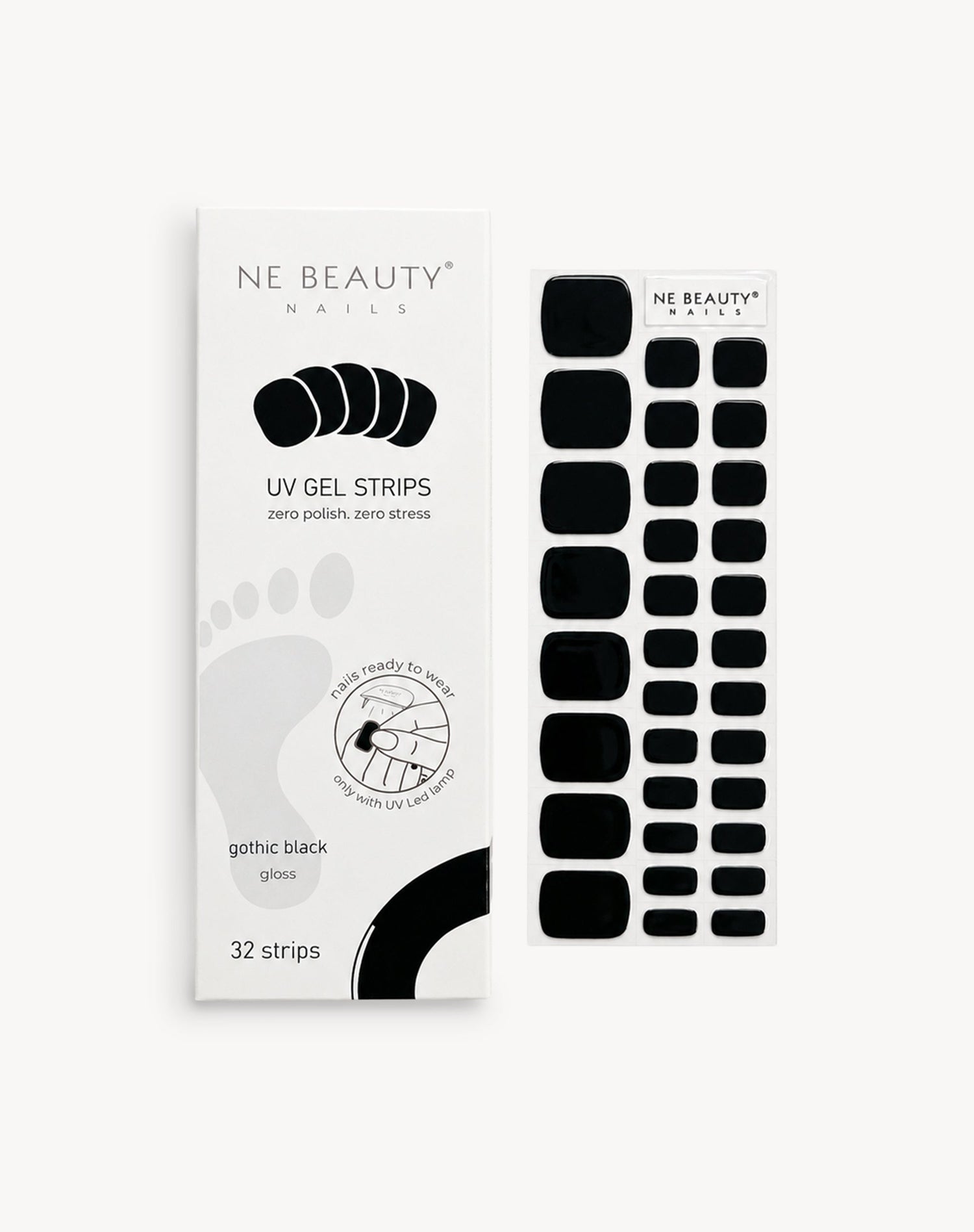 Gothic Black Pedicure UV Gel Strips